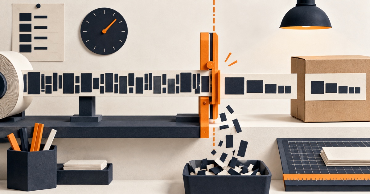 A long product-title strip being trimmed while the strongest keyword blocks remain