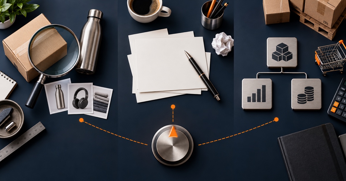 Three workstations for product research, content writing and Amazon account operations